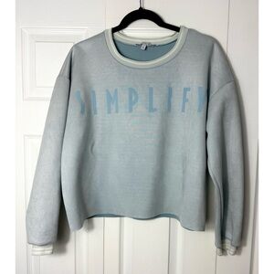 TwentyFourSeven Light Blue Simplify Verbiage Faux Suede Sweatshirt Size Large